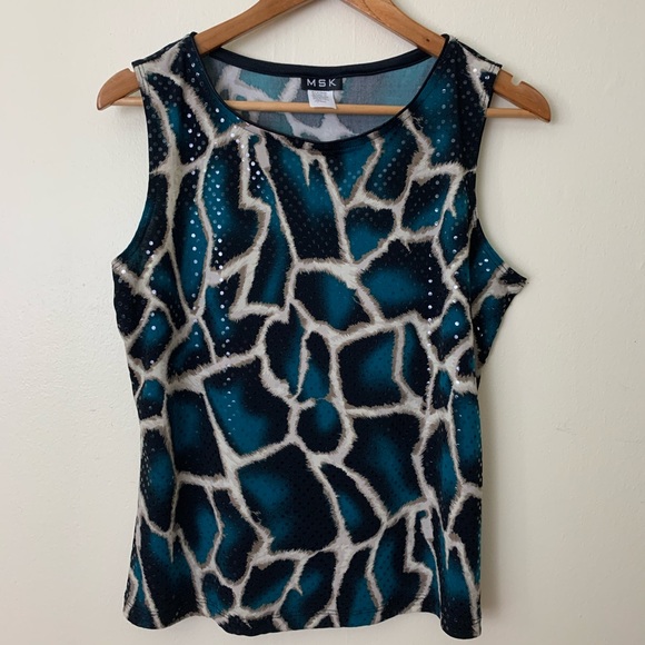 SOLD!! MSK sleeveless blouse women's size large sequined - Picture 9 of 10